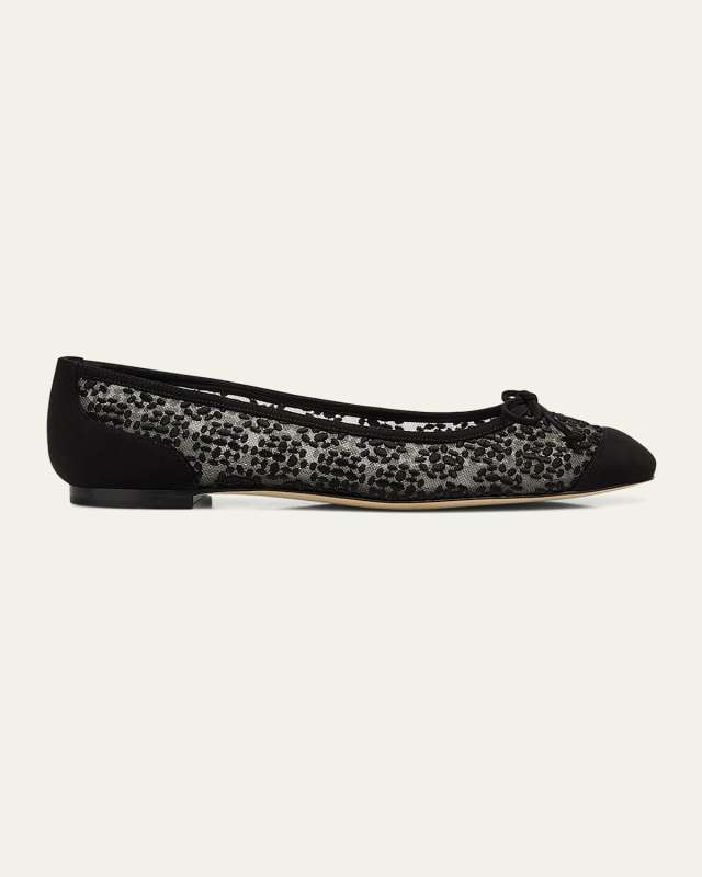Capbal Lace Cap-Toe Ballerina Flats